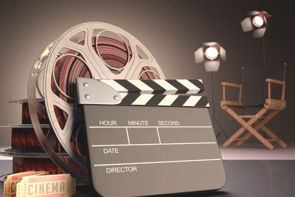 Clapboard concept of cinema.
